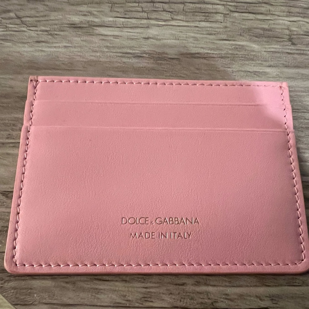 Dolce & Gabbana Logo Leather Card Holder Pink - NEW